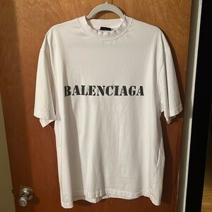 BALENCIAGA STENCIL TYPE T-SHIRT MEDIUM OFF WHITE/BLACK SIZE M (Fits L)